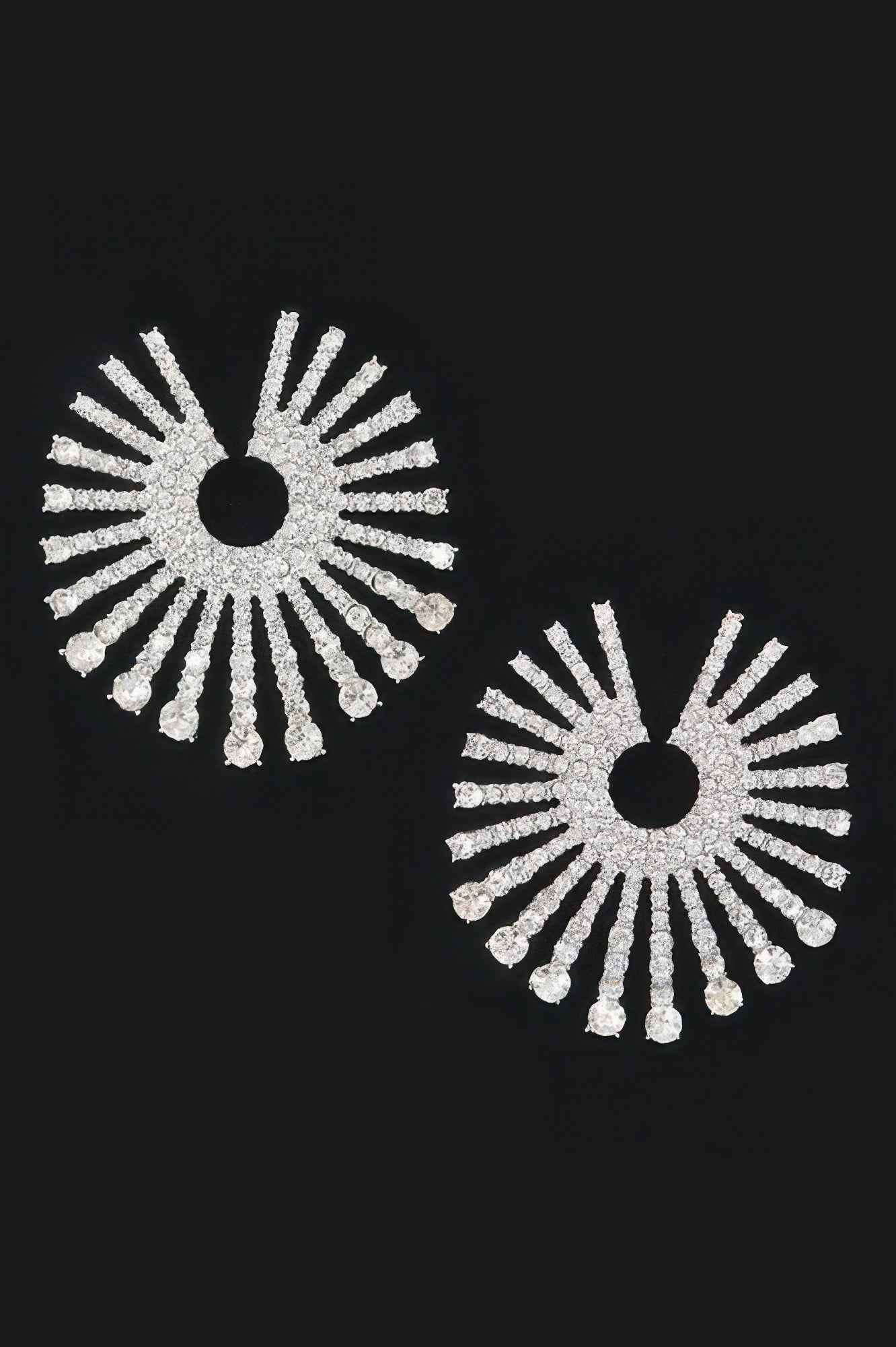 Rhinestone Fan Circle Earrings