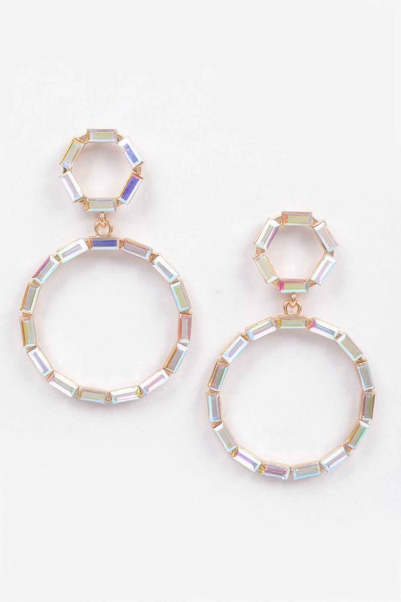 Double Circle Dangle Rhinestone Earring
