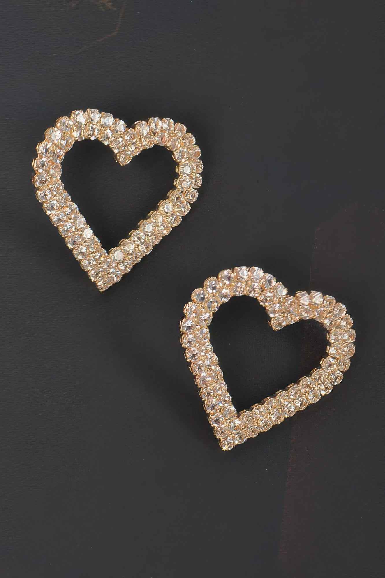 Heart Rhinestone Button Earring