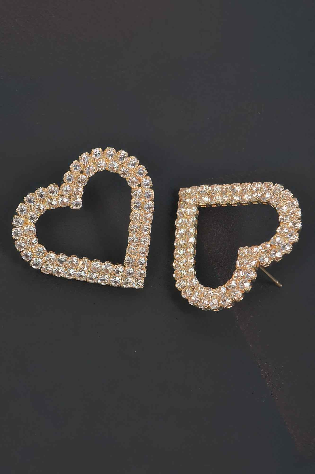 Heart Rhinestone Button Earring