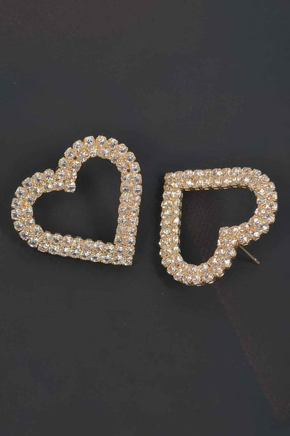 Heart Rhinestone Button Earring