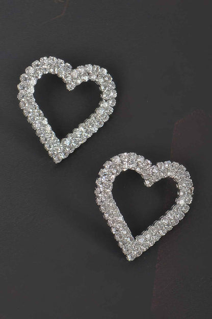 Heart Rhinestone Button Earring