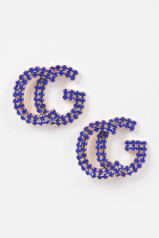 Cg Rhinestone Button Earring