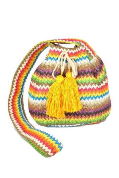 Multi Color Chevron Bucket Bag