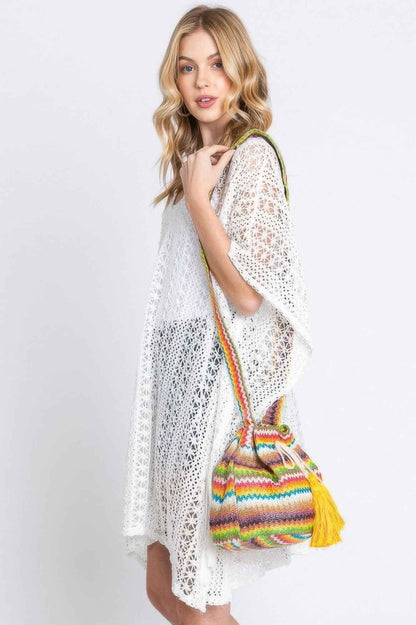 Multi Color Chevron Bucket Bag