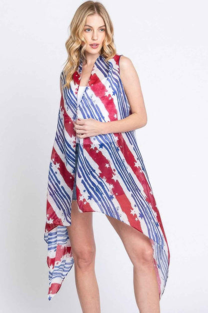 Diagonal Stripes & Stars American Flag Design Vest