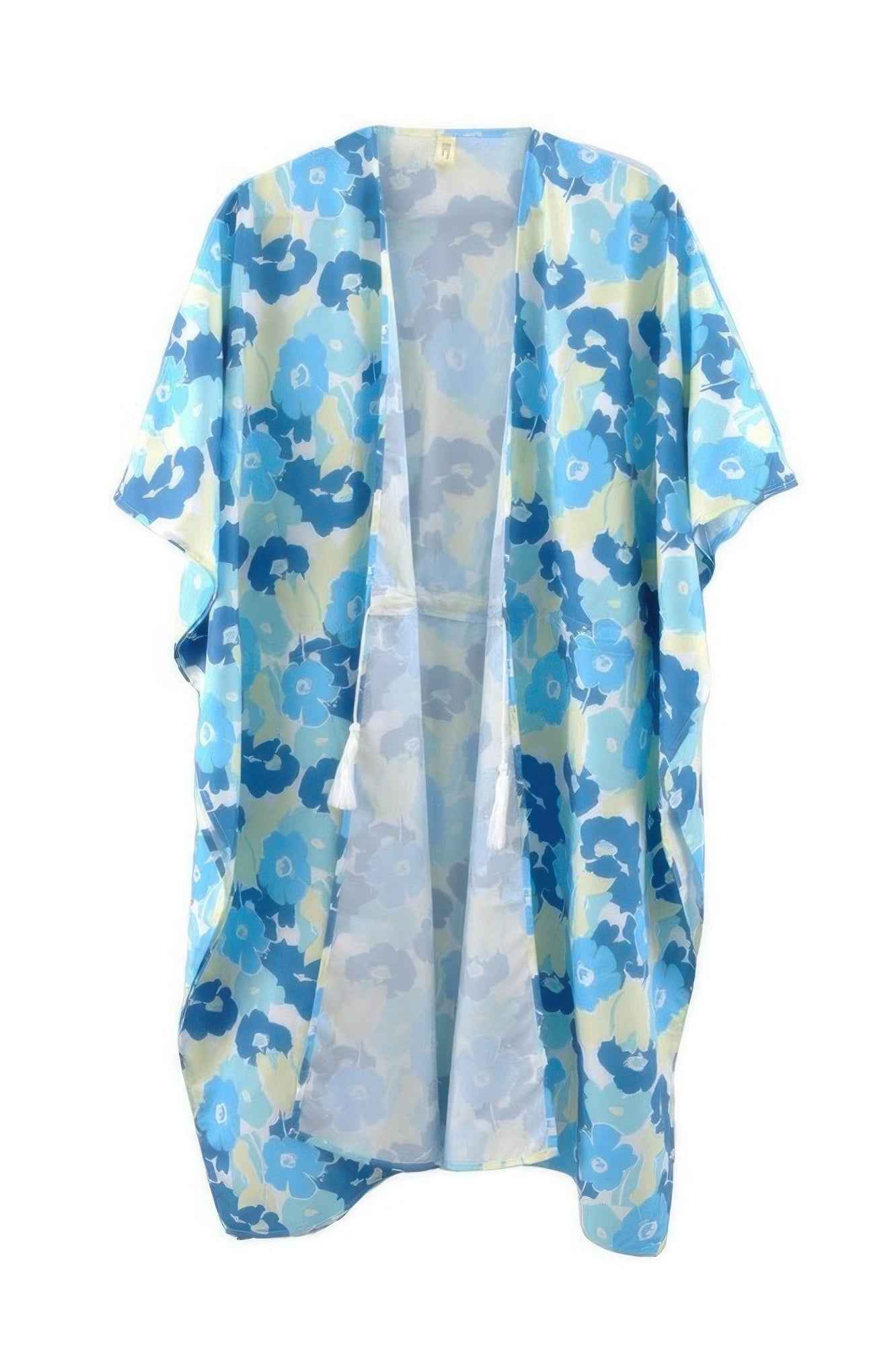 Flower Print Self-tie Drawstring Open Front Cover