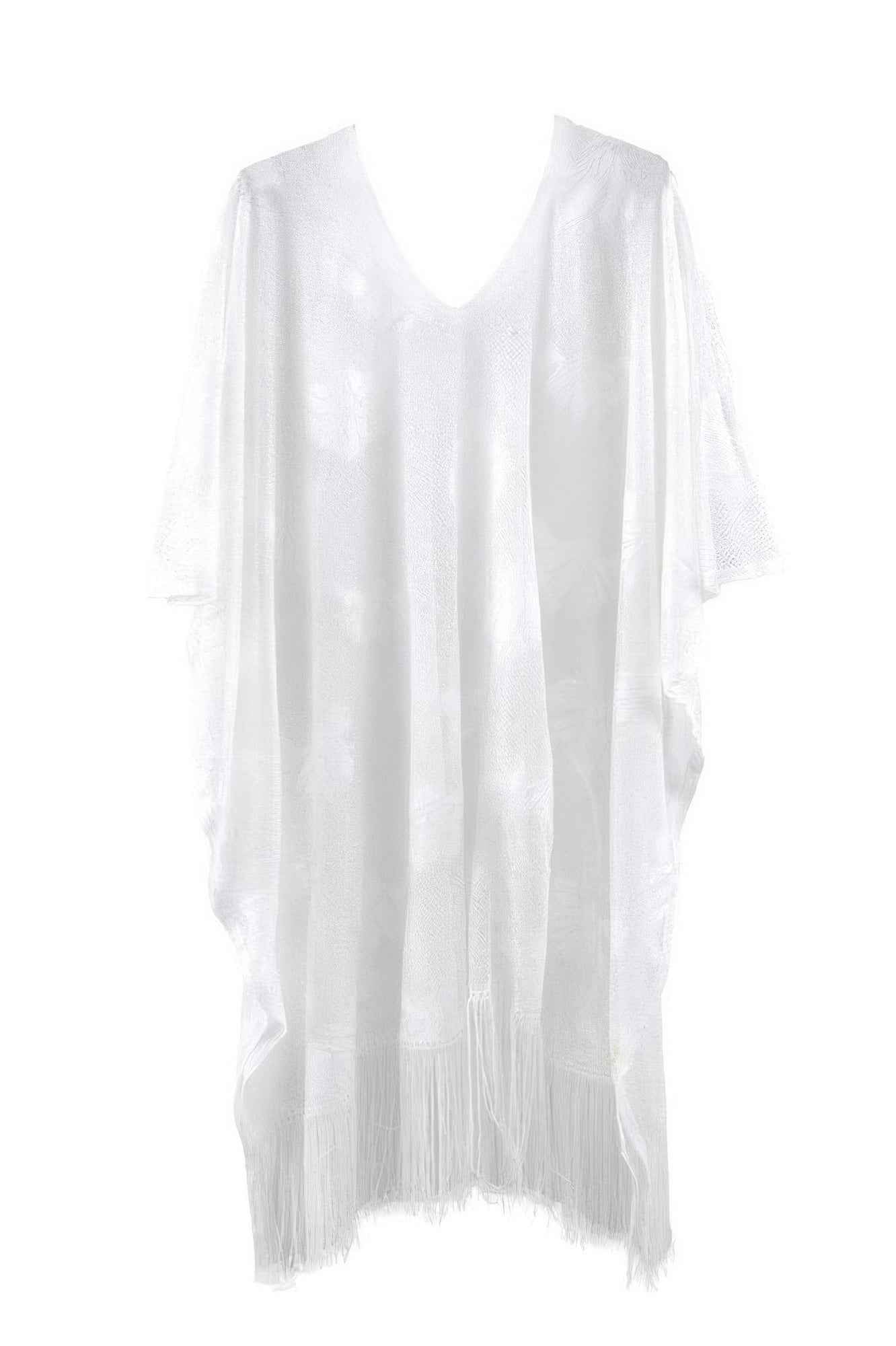 Floral Lace Poncho With Tassel