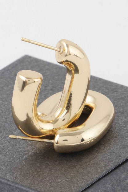 Shiny Link Chain Hoop Earrings