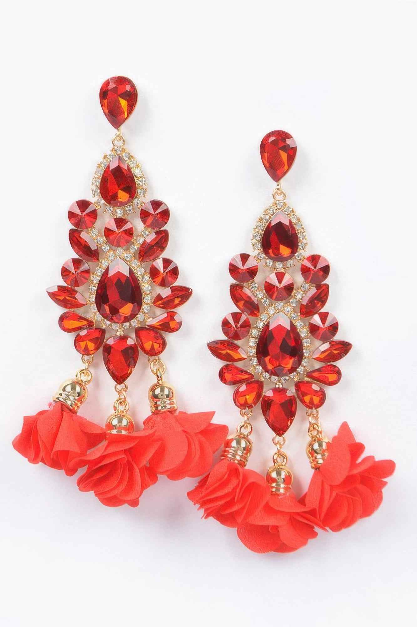 Multi Rhinestone Flower Party Earring