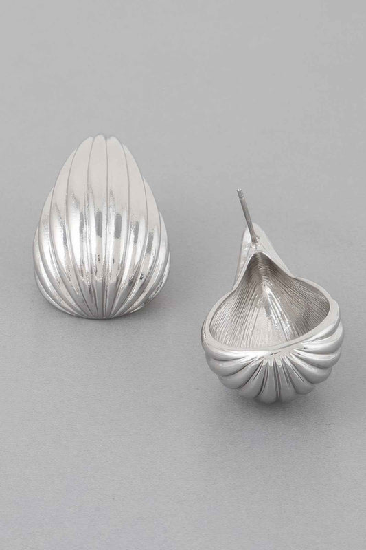Ribbed Curve Teardrop Earrings