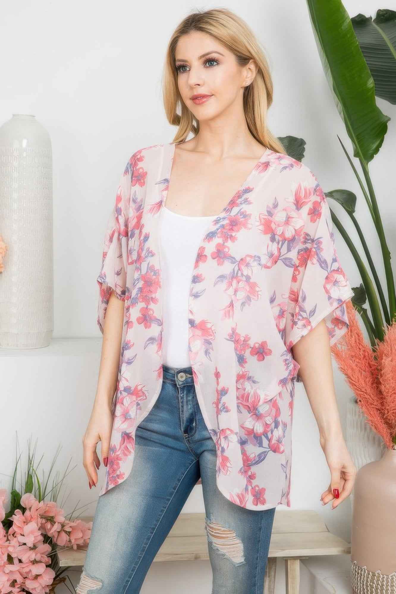 Flower Print Kimono