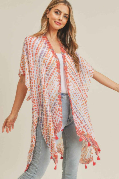 Multi Dash Pattern Tassel Kimono