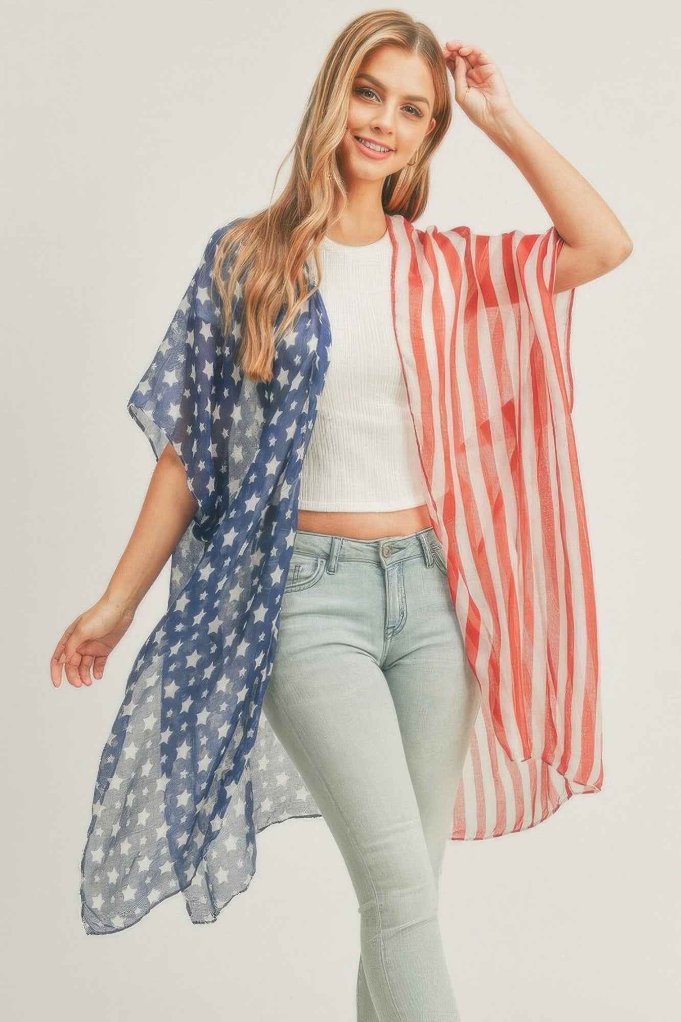 Half N Half American Flag Kimono