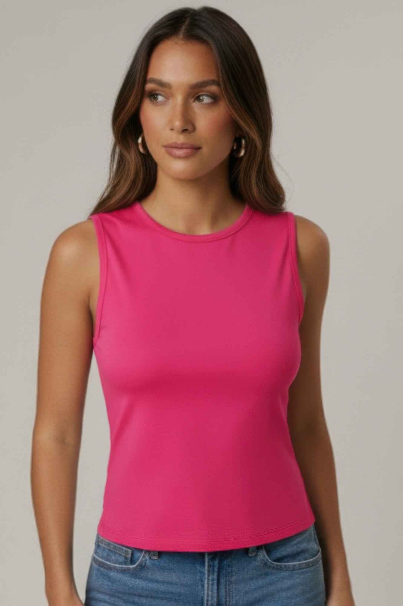 Sleeveless Mock Neck Top With Adjustable Side Slit Tie