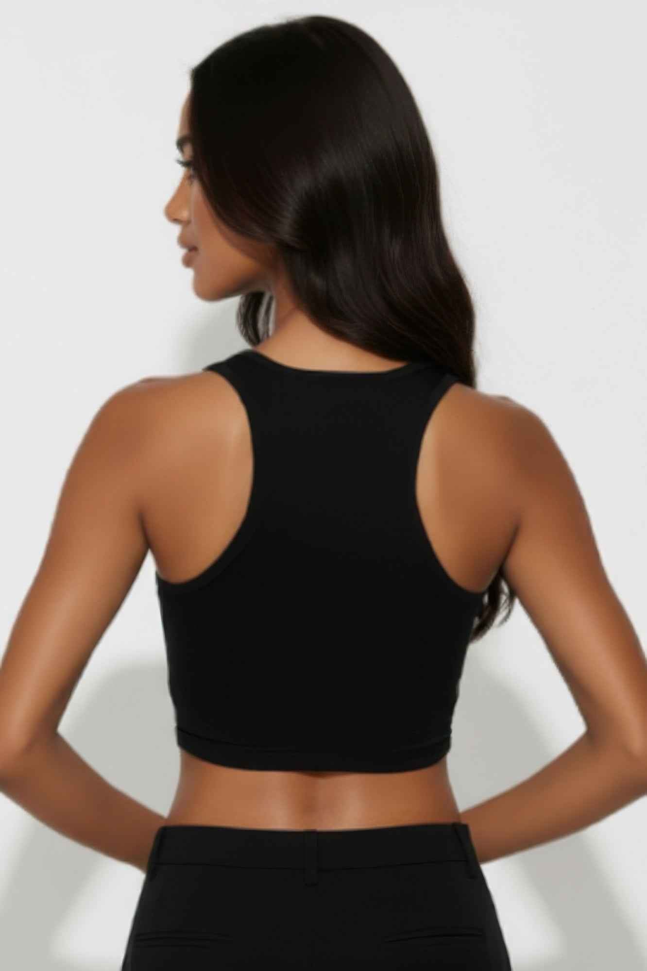 Sheer Mesh Panel Crop Tank Top