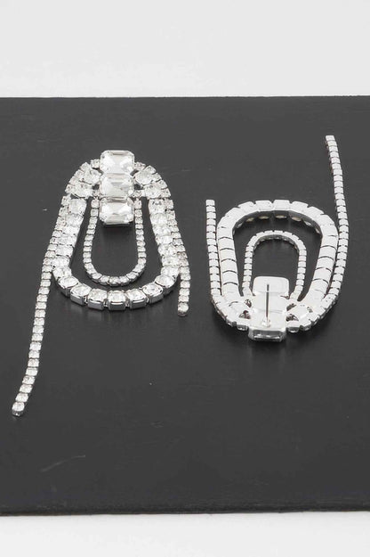 Oval Rhinestone Fringe Earrings