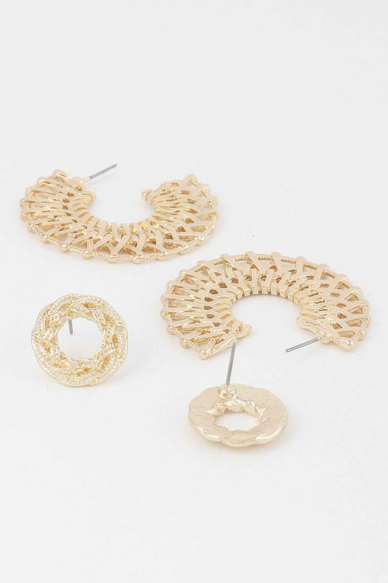 Metallic Braid Hoop Earrings Set