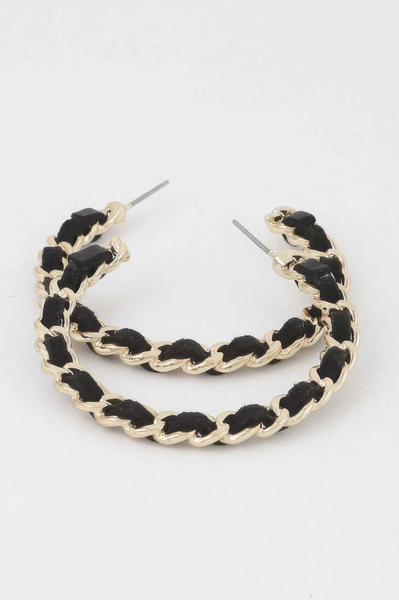 Velvet Lace Wrapped Hoop Earrings