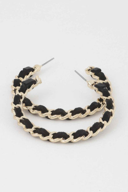 Velvet Lace Wrapped Hoop Earrings