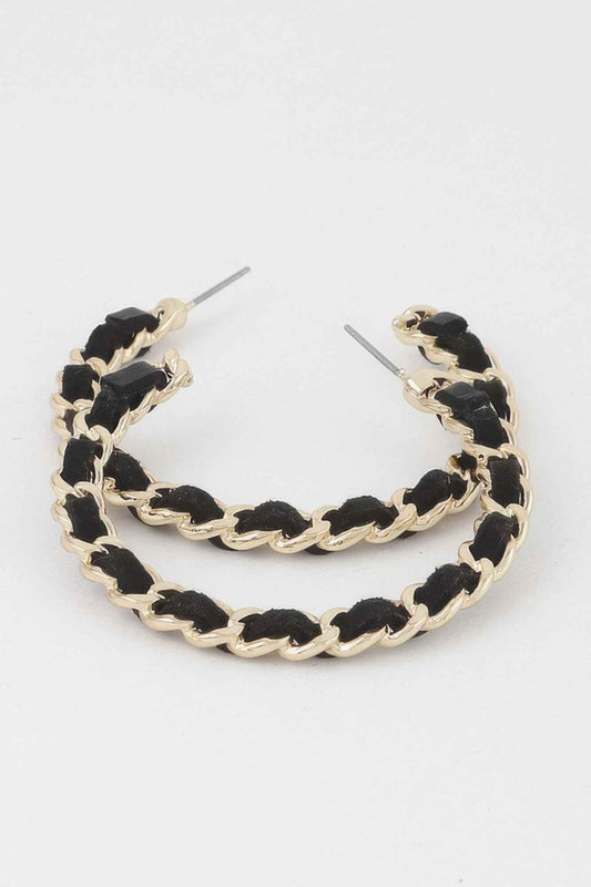 Velvet Lace Wrapped Hoop Earrings