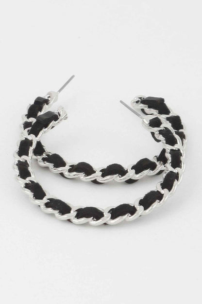 Velvet Lace Wrapped Hoop Earrings