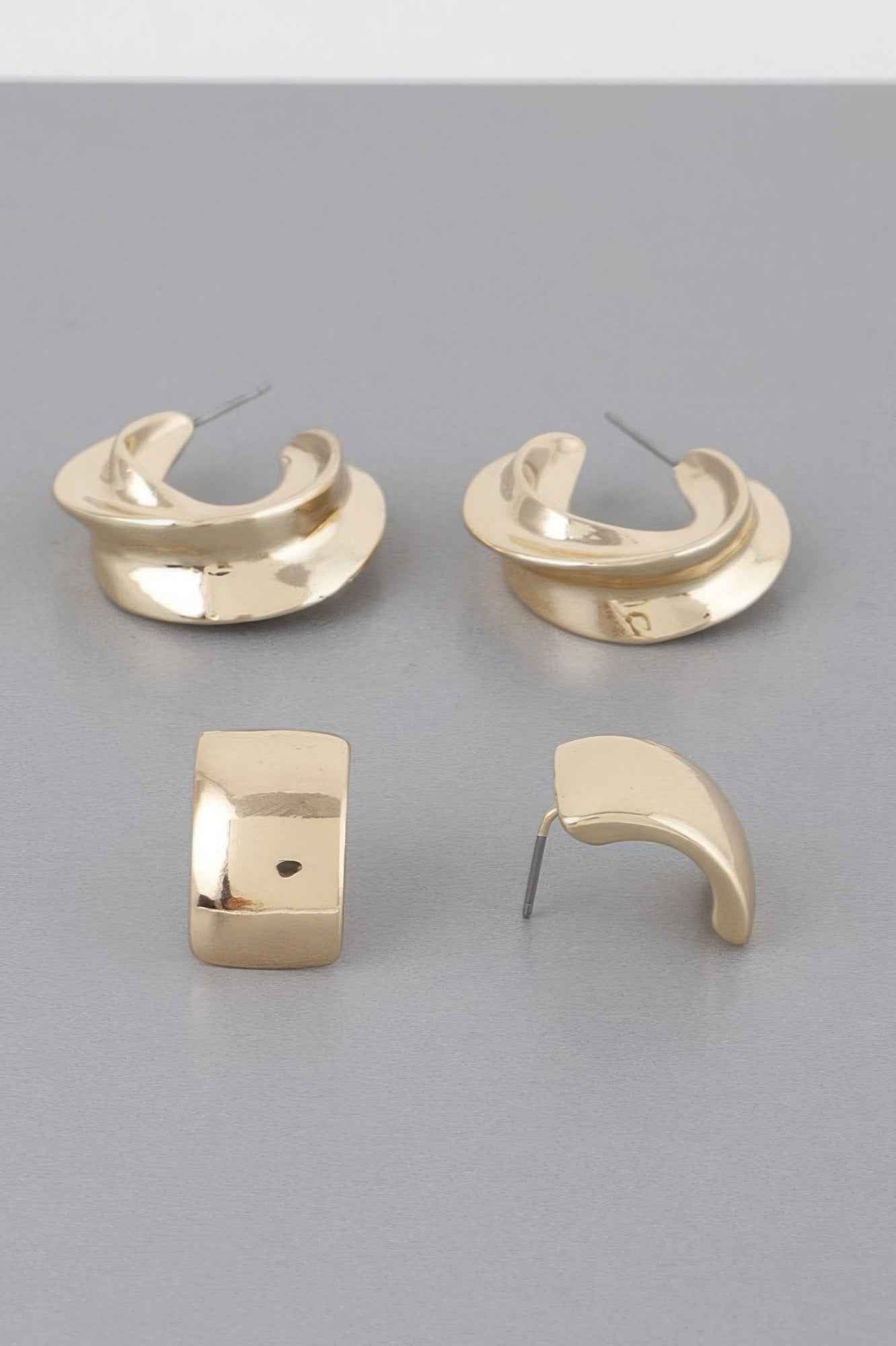 Two Pair Mini C Hoop Earrings Set