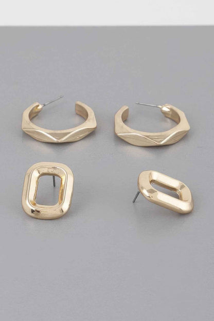 Copper Metal Clip Earrings Set