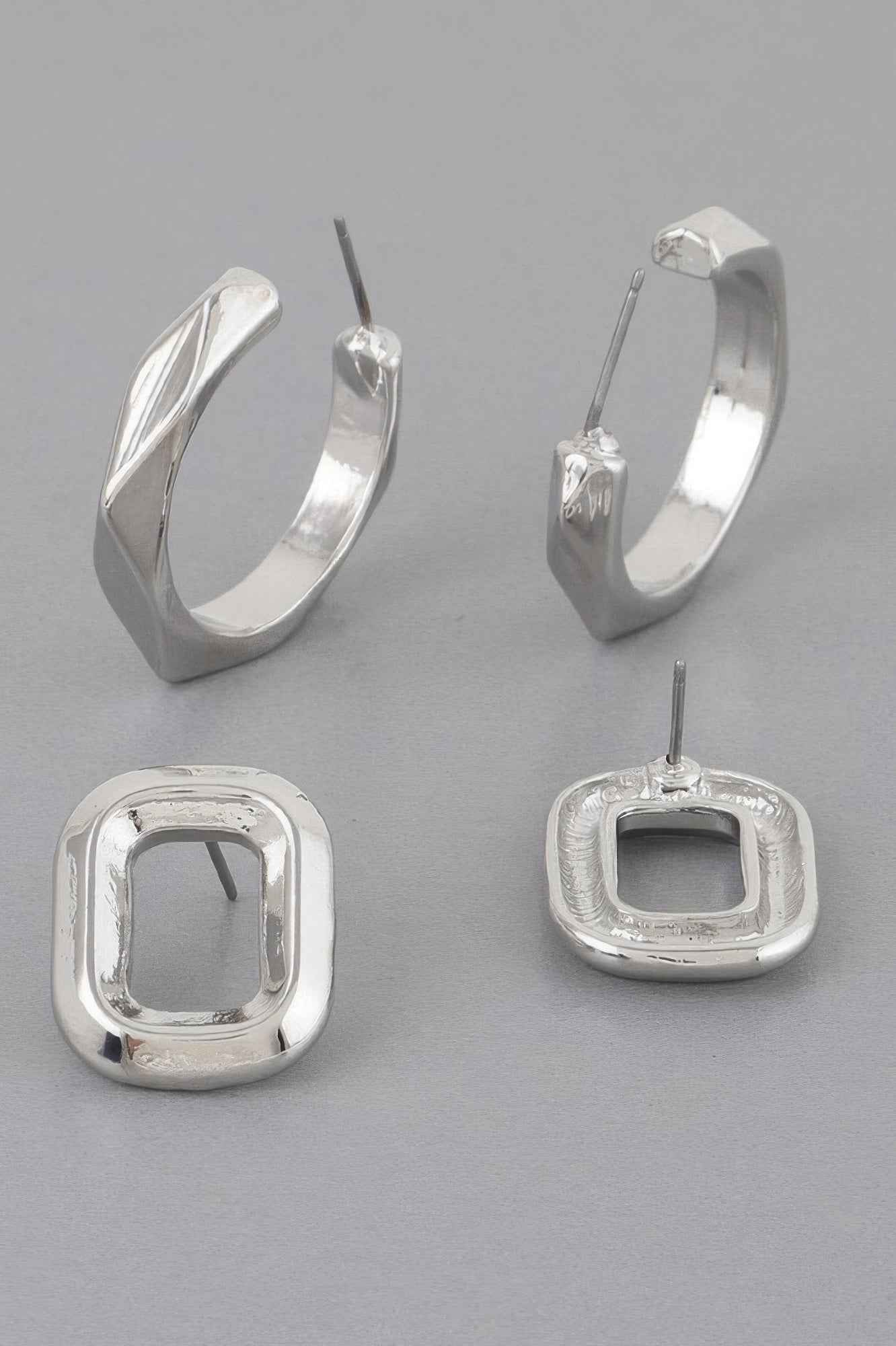 Copper Metal Clip Earrings Set