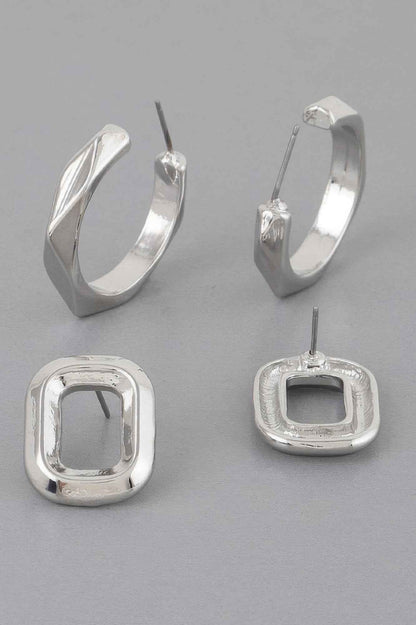 Copper Metal Clip Earrings Set