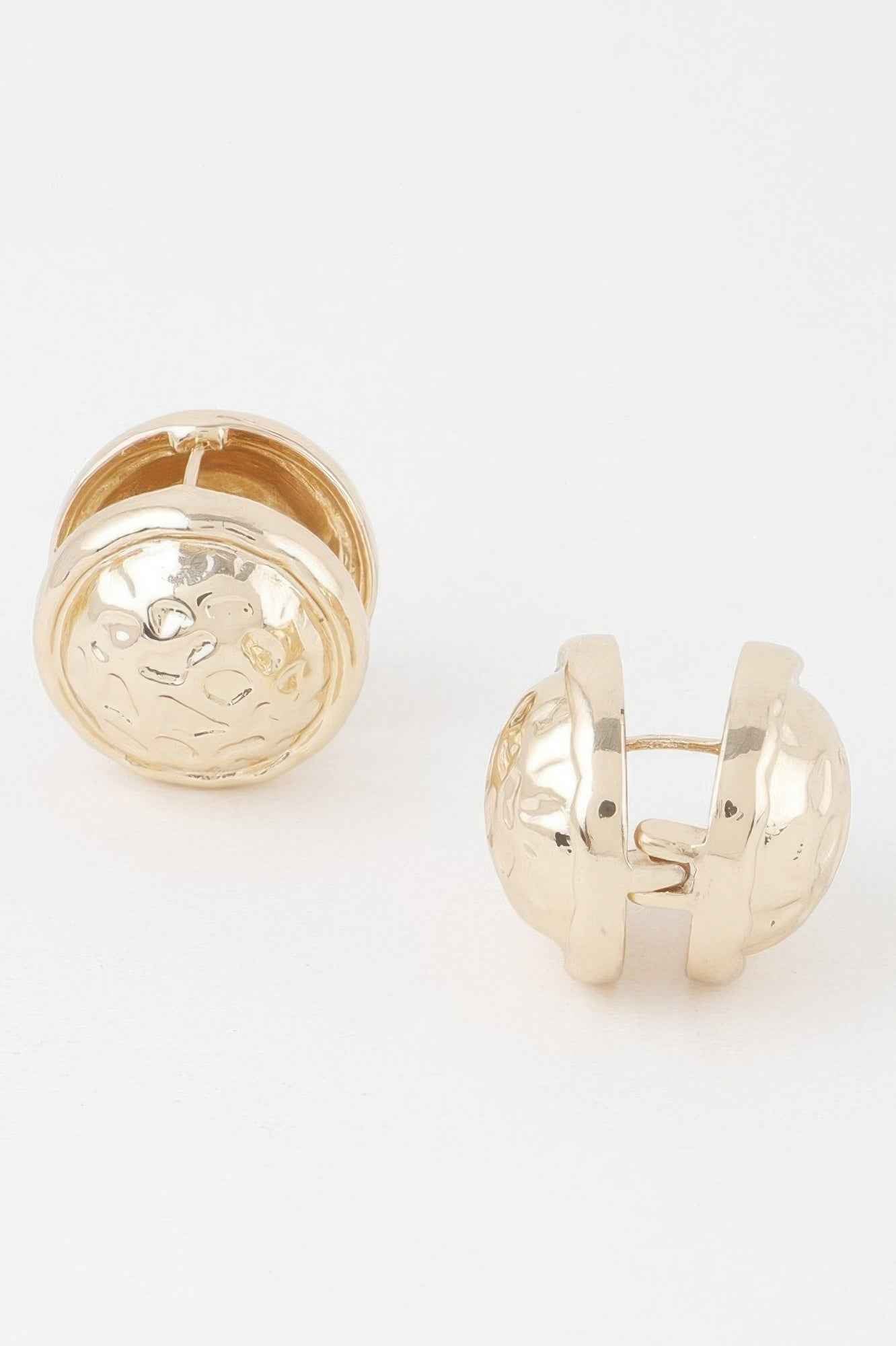 Gold Circle Pleated Button Clip-On Earrings