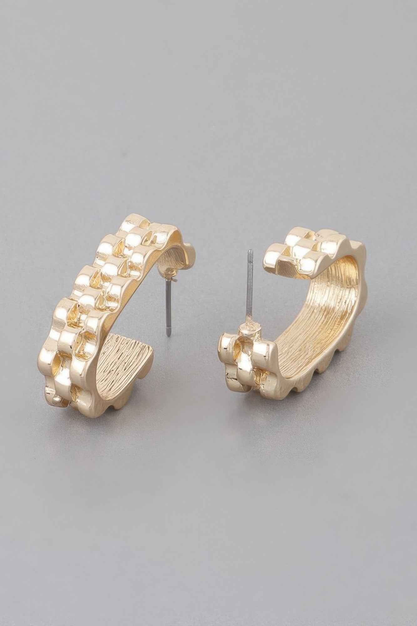 Textured Ware Brass Cuff Earrings