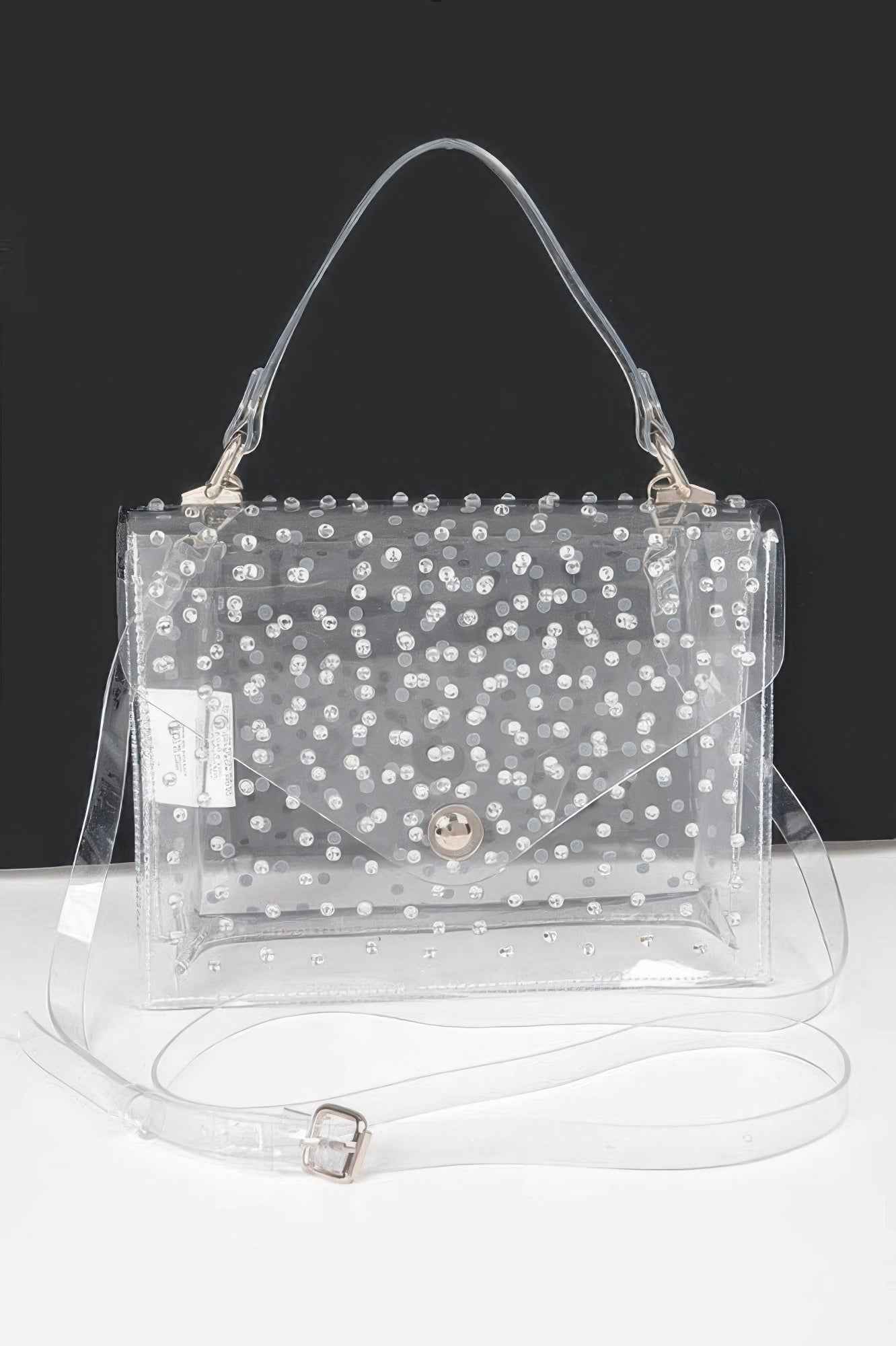Rhinestone Hot Fix Clear Crossbody Bag