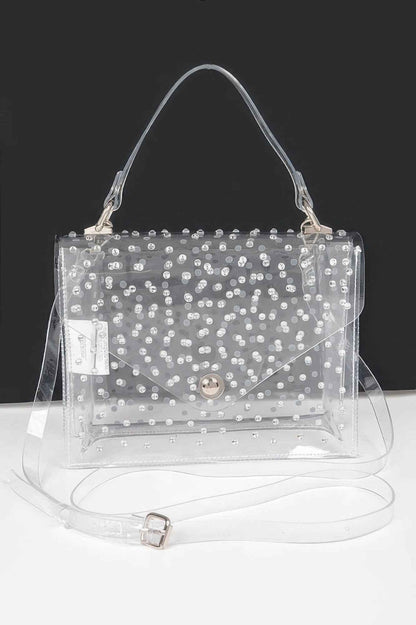 Rhinestone Hot Fix Clear Crossbody Bag
