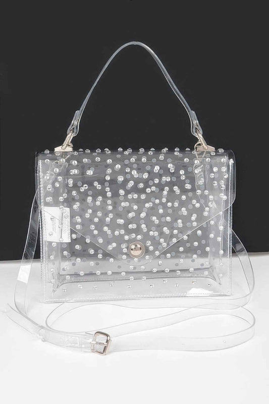 Rhinestone Hot Fix Clear Crossbody Bag