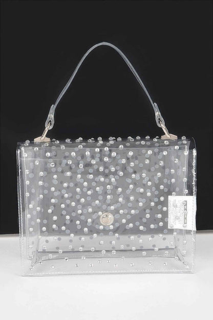 Rhinestone Hot Fix Clear Crossbody Bag