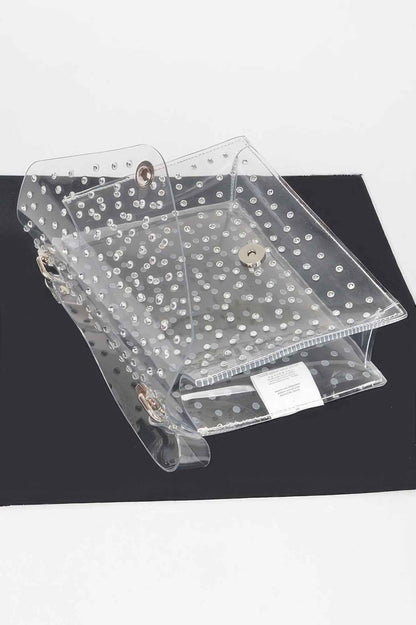 Rhinestone Hot Fix Clear Crossbody Bag