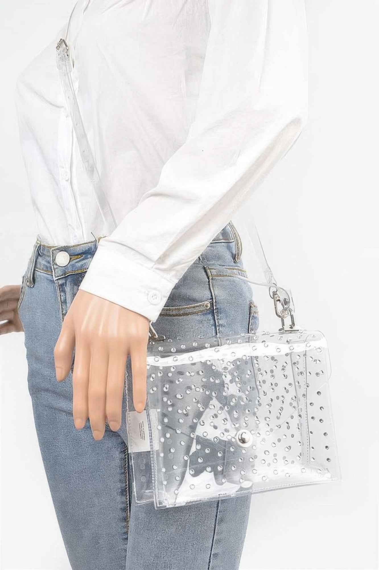 Rhinestone Hot Fix Clear Crossbody Bag