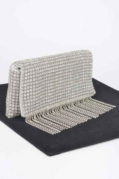 Rhinestone Fringe Clutch