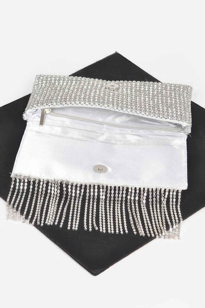 Rhinestone Fringe Clutch