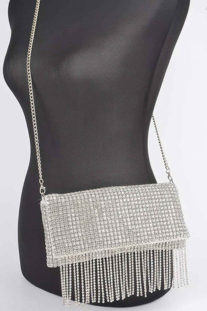 Rhinestone Fringe Clutch