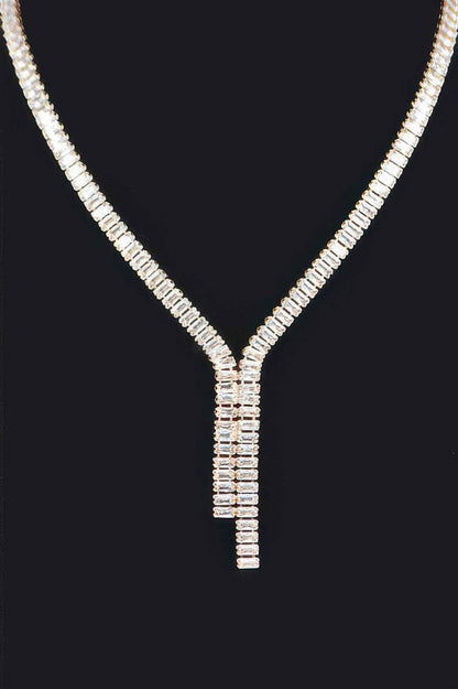 Rhinestone Earring And Necklace Set