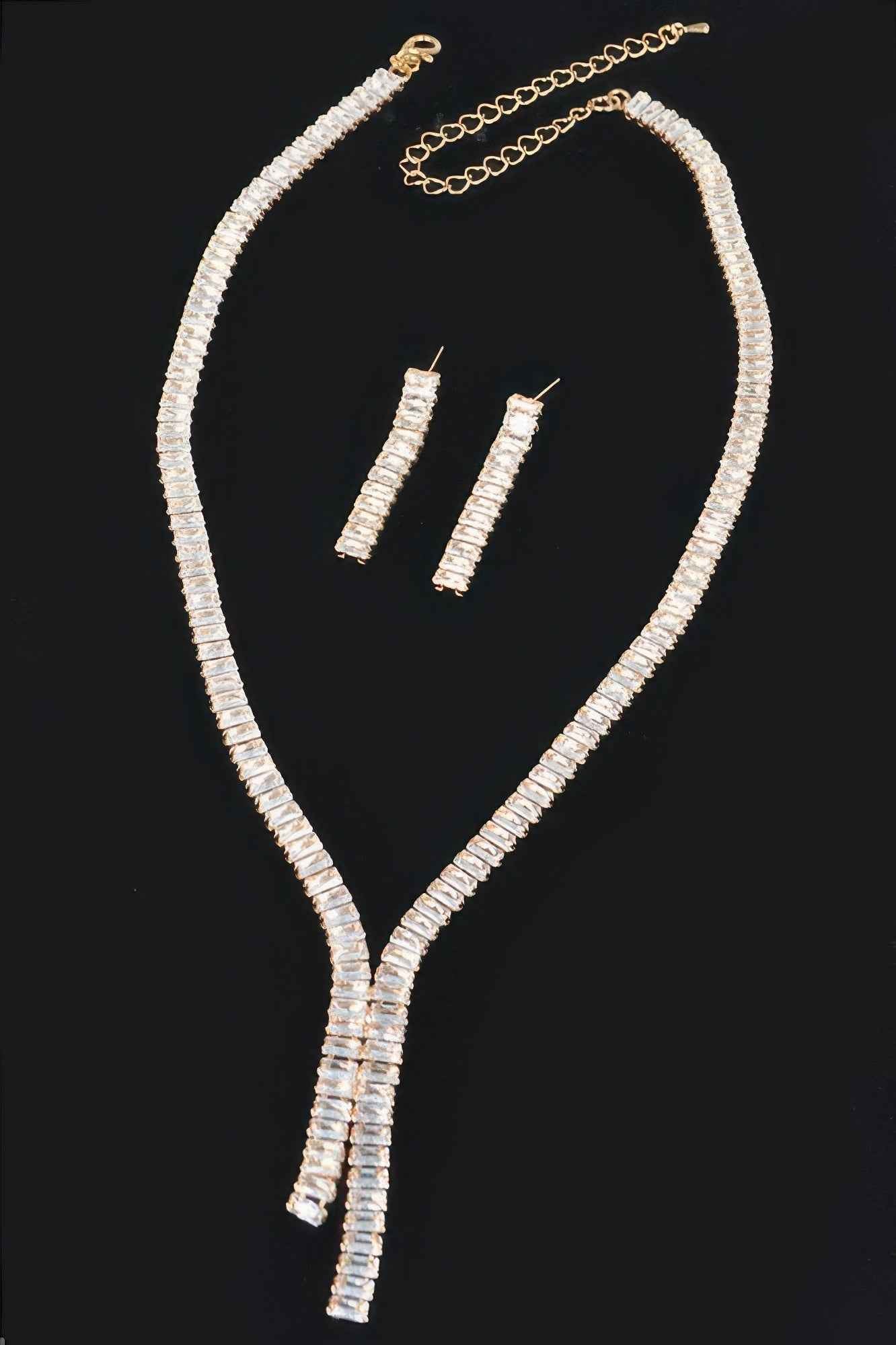 Rhinestone Earring And Necklace Set