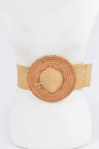 Oversized Bamboo Buckle Waist Elastic Belt