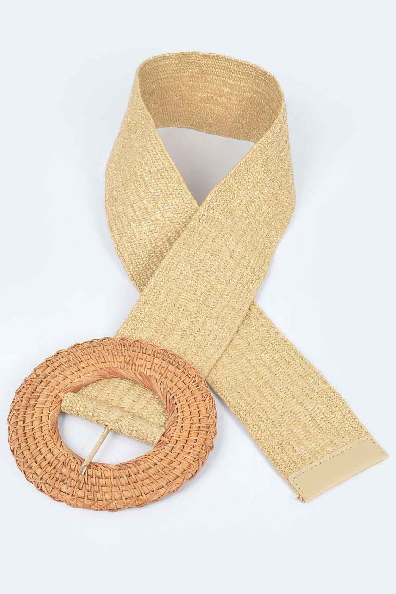 Oversized Bamboo Buckle Waist Elastic Belt