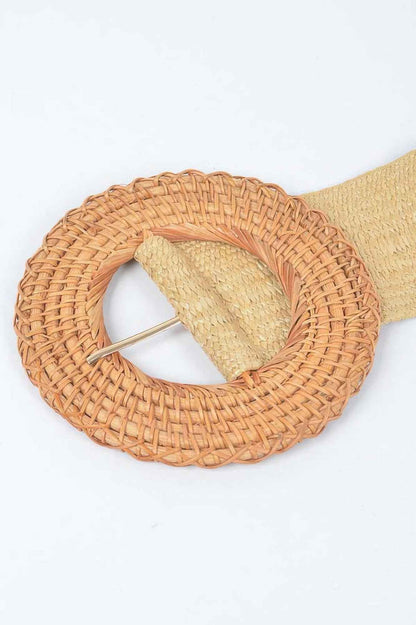 Oversized Bamboo Buckle Waist Elastic Belt