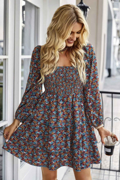 Square Neck Solid Lace Up Cocktail Dress