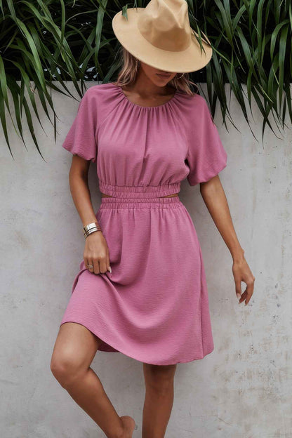 Two Pieces Solid Basic Elastic Round Neck Sets