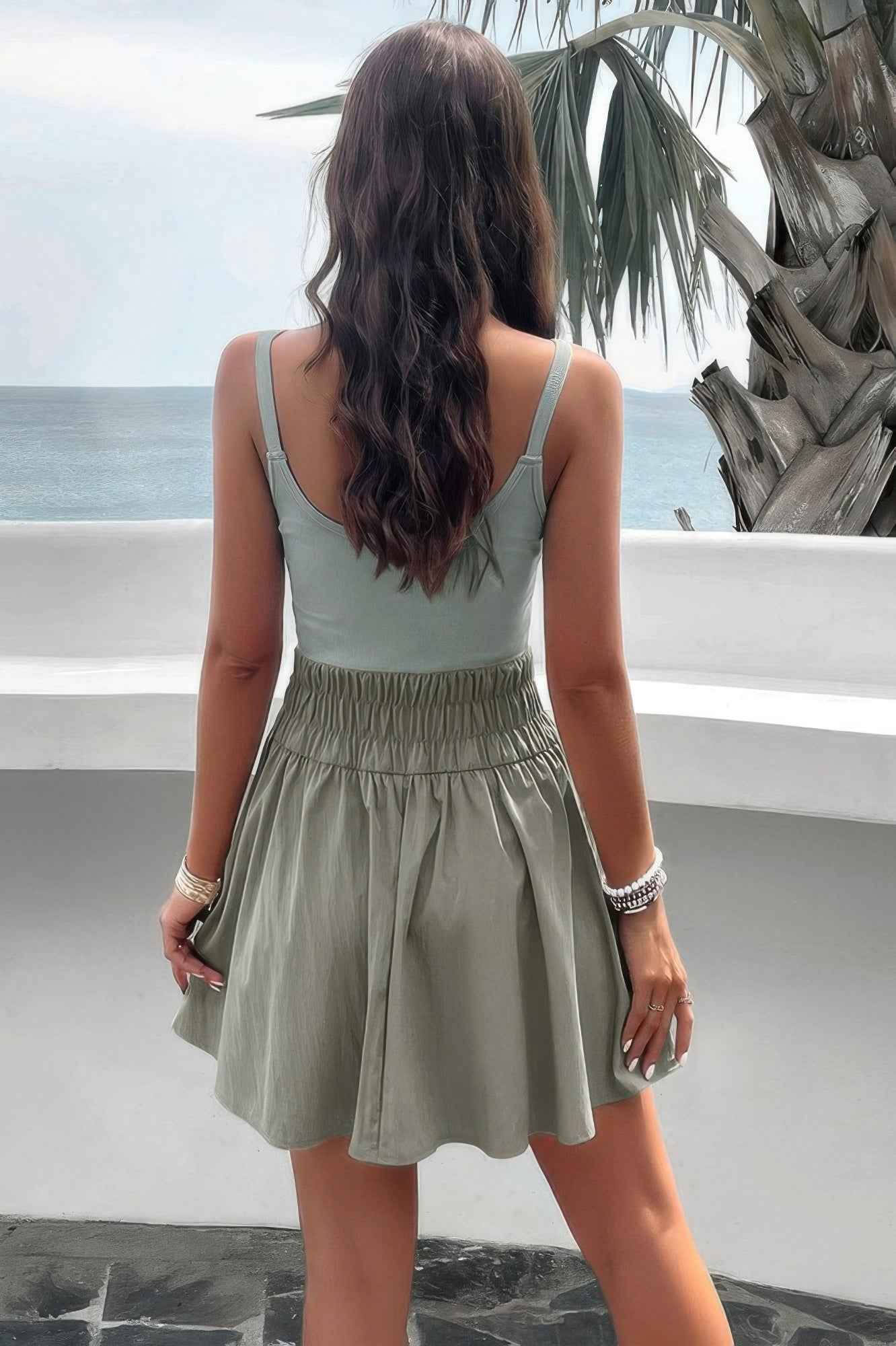 Athletic Sleeveless Elastic Waistband Swing Dress