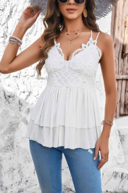 V Neck Backless Lace Spaghetti Strap Camisole